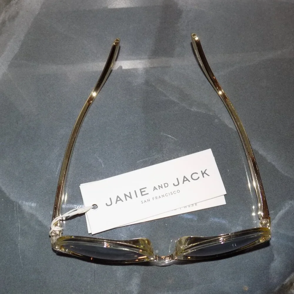 Janie And Jack Classic Gold Clear Frame Sunglasses Size 4 and Up NEW